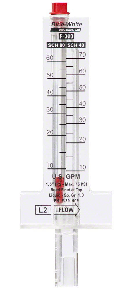 Blue-white Pitot Horizontal Flowmeter for 6in Ips PVC Pipes - Poolweb Image