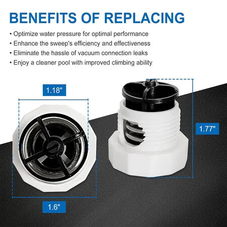 Pressure Relief Valve for Polaris Vac-sweep 180/280/380/3900 Sport; 480 Pro; 280 Tanktrax Pool Cleaners; Black - Pool Supplies Canada Image