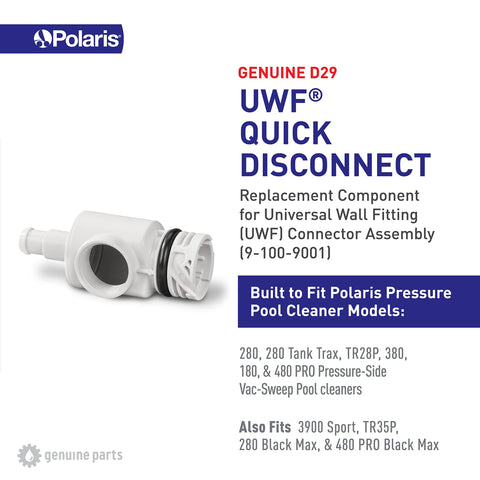 Uwf Quick Disconnect for Polaris Vac-sweep 180/280/380/3900 Sport; 480 Pro; 280 Tanktrax Pool Cleaners; White - Pool Supplies Canada Image