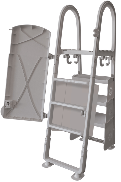 Above Ground Pool Resin A-Frame Safety Ladder w/ Safety Door - ACM-101AS