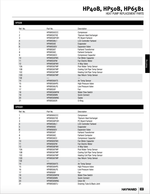 Hayward HP50B | HP65B1 Temperature Sensor - HPXWS56TMP