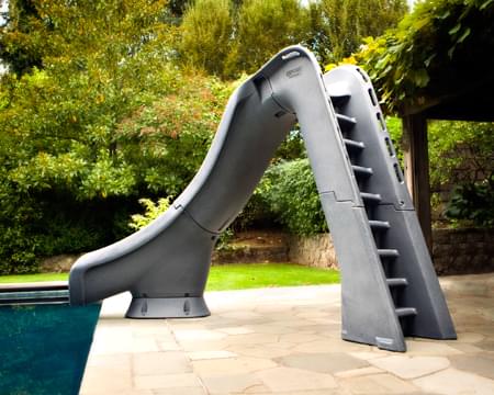 Sr Smith Typhoon®Pool Slide; 275 Lbs Load Capacity; 7 Ft 4 Inch Overall Height; 9 Ft 10 Inch Flume; Left Turn; Gray Granite - Pool Supplies Canada Image