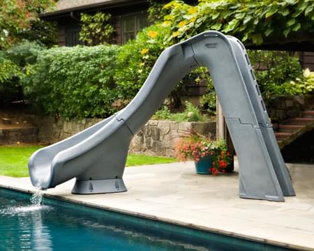 Sr Smith Typhoon®Pool Slide; 275 Lbs Load Capacity; 7 Ft 4 Inch Overall Height; 9 Ft 10 Inch Flume; Left Turn; Gray Granite - Pool Supplies Canada Image