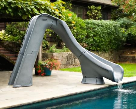 Sr Smith Typhoon®Pool Slide; 275 Lbs Load Capacity; 7 Ft 4 Inch Overall Height; 9 Ft 10 Inch Flume; Right Turn; Gray Granite - Pool Supplies Canada Image